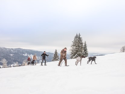 Hundehotel - Unterkunftsart: Chalets - Bayern - Schneeschuhwanderung mit Hund - Hunderesort Waldeck