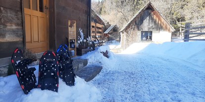 Hundehotel - Terrasse - wir verliehen an unsere Gäste auch gratis Schneeschuhe!! - Ferienhaus Harmonie