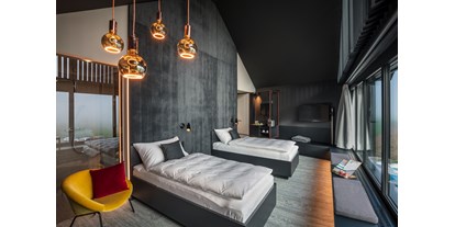 Hundehotel - WLAN - Schweiz - Dunkles Holzzimmer mit 2 Einzelbetten - Macardo Premium B&B