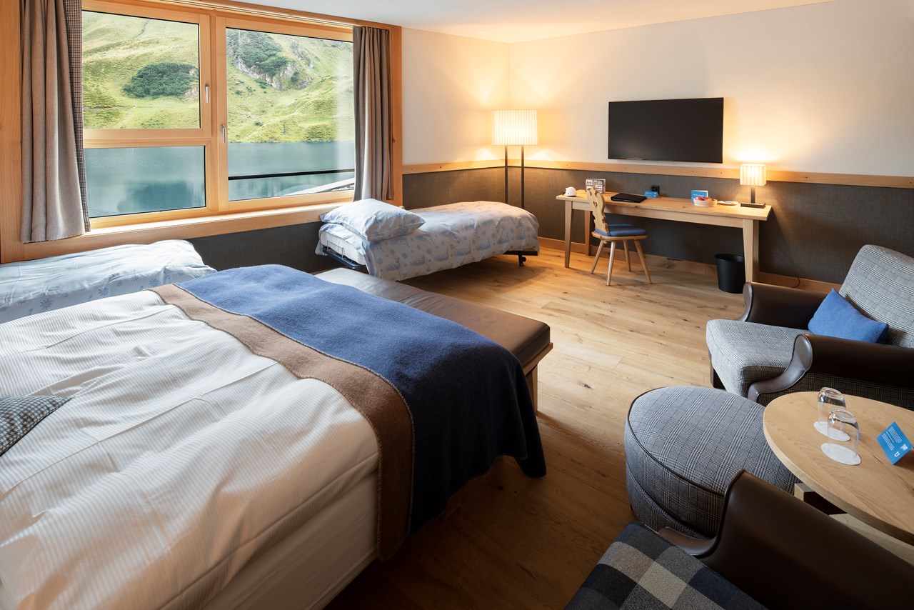 Frutt Mountain Resort Zimmerkategorien Superior Seeblick Zimmer im familienfreundlichen Lago Lodge Flügel