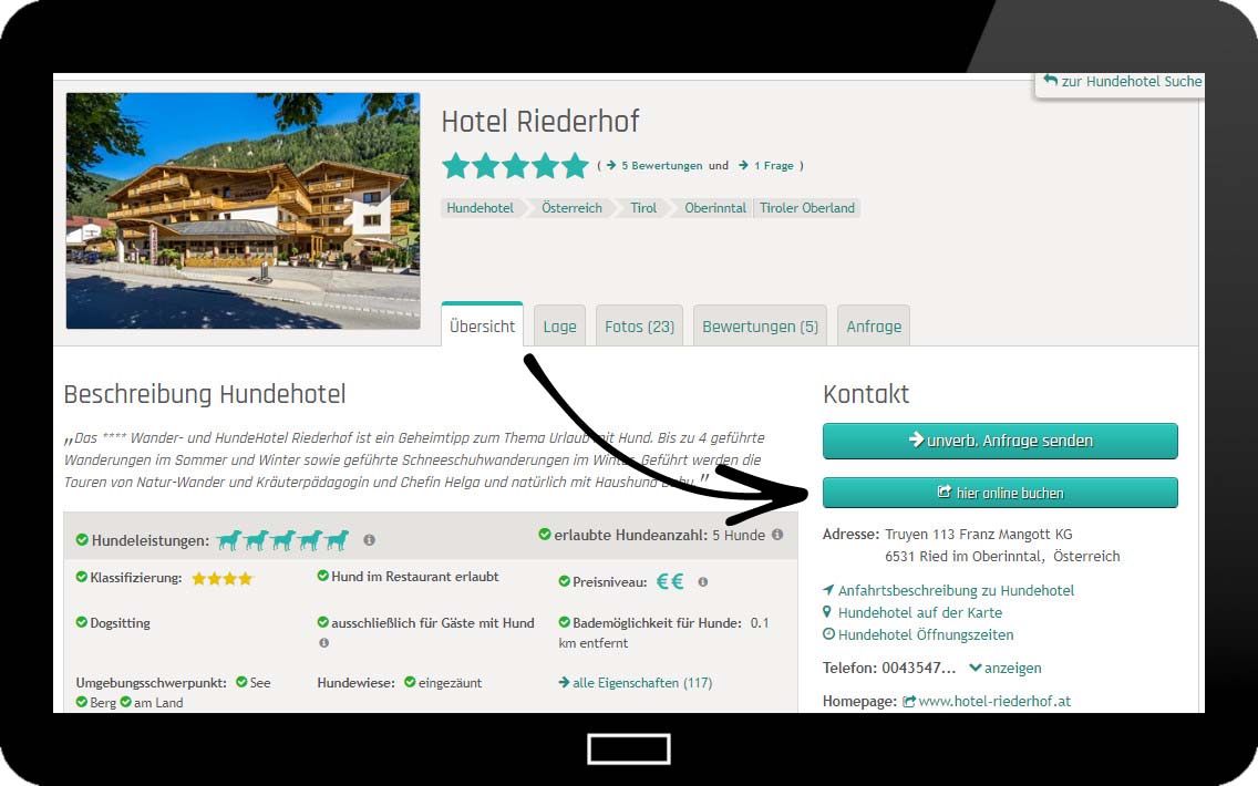 Direktlink zur Online-Buchung f&uuml;r Premium-Eintr&auml;ge