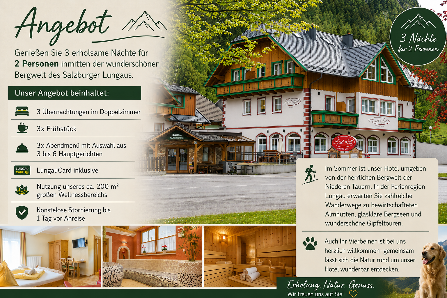 3 Nächte Hunde-Auszeit im Lungau mit Halbpension - Hotel Wohlfühlpension Gell und Appartements