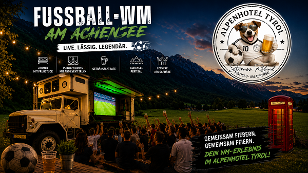 Hundeurlaub, Fussball-WM und Wellness im AHT-NaturSPA - Alpenhotel Tyrol - 4* Adults Only Hotel am Achensee