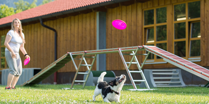 Hundehotel - Doggies: 6 Doggies - PLZ 6410 (Österreich) - Aussenplatz und Spielwiese - Hundesporthotel Wolf