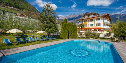 Hundehotel - keine Leinenpflicht im Hotel - Trentino-Südtirol - Der Pool am Hotel - Landhaus Hotel Kristall