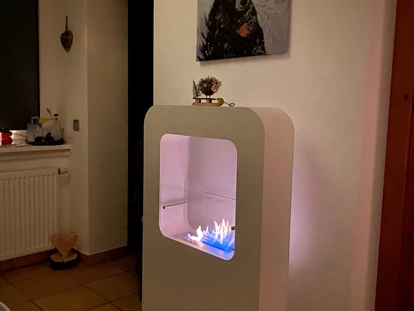 Hundehotel - Trink-/Fressnapf: im Zimmer - Winkling-Nord - In der Ferienwohnung gibt es auch eine schöne Feuerstelle - Naturforsthaus 
