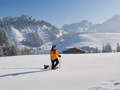 Hundehotel - Hundewiese: eingezäunt - Leogang - Schneeschuhwandern mit Hund - Familien und Vitalhotel Mühlpointhof ***S
