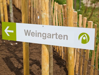 Hundehotel - Deutschland - Wegweiser für die einzelnen Gartenbereiche - Glamping Resort Biosphäre Bliesgau