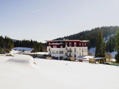 Hundehotel - Umgebungsschwerpunkt: Berg - Eggingen - Außenansicht im Winter - Waldhotel am Notschreipass
