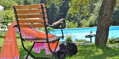 Hundehotel - Doggies: 3 Doggies - Garten und Outdoor-Pool - Landidyll-Hotel Nudelbacher