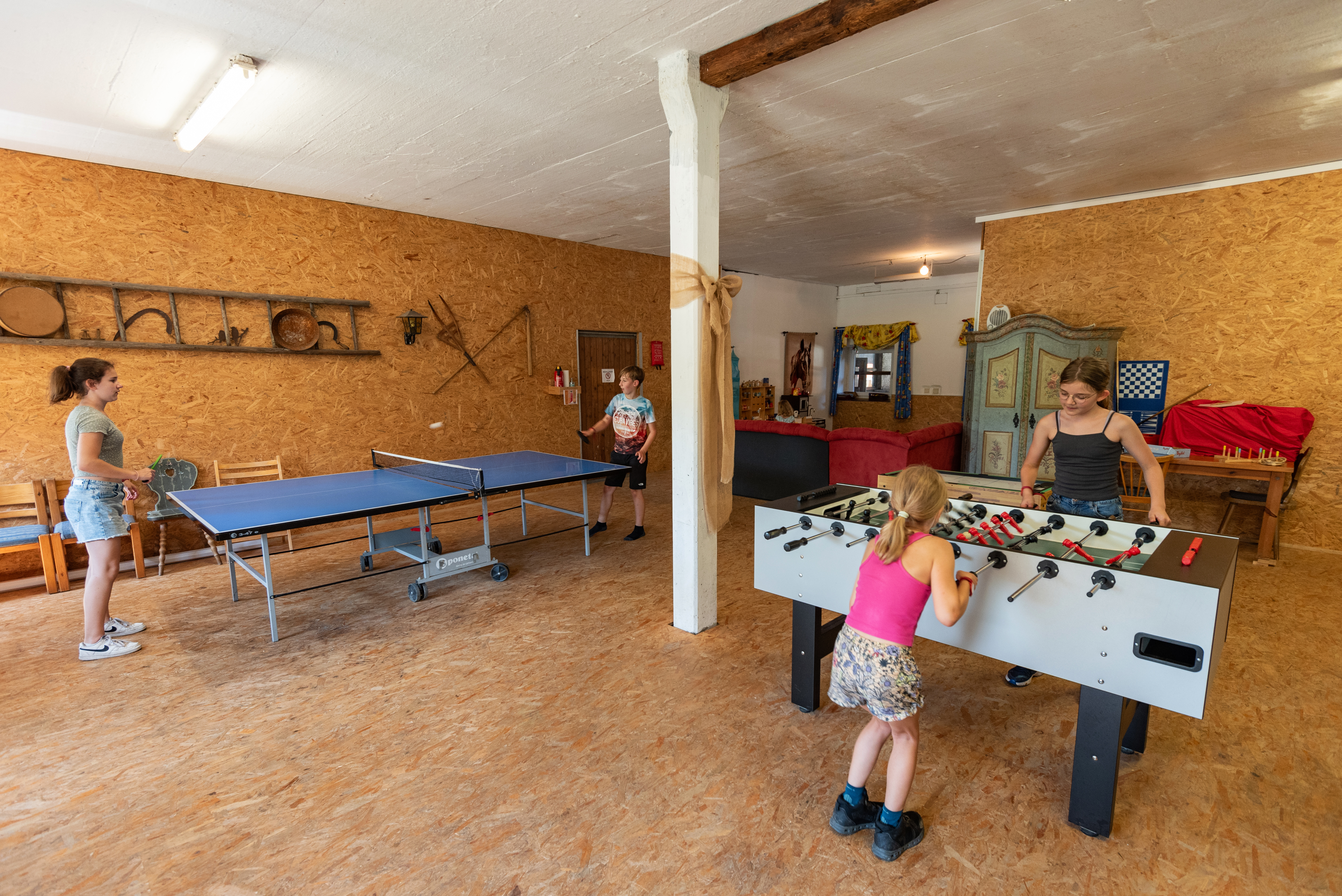 Urlaub-mit-Hund: Spielzimmer: 100 m² Spielmöglichkeiten mit Tischtennis, Kicker, Dart, ... - Seimehof