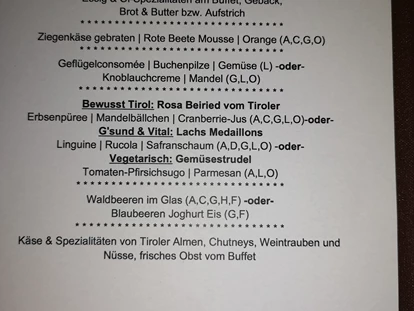 Hundehotel - Ladis - Menueauswahl - Inntalerhof - DAS Panoramahotel