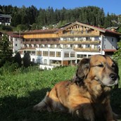 Hundehotel: Unser Gast Rexi fühlt sich im 20.000m² großen Panoramagarten "pudelwohl" - Inntalerhof - DAS Panoramahotel