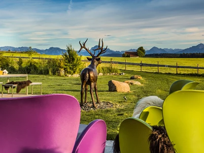 Hundehotel - Ofterschwang - Ausblick auf die Allgäuer Alpen von der Restaurantterrasse  - Das Weitblick Allgäu