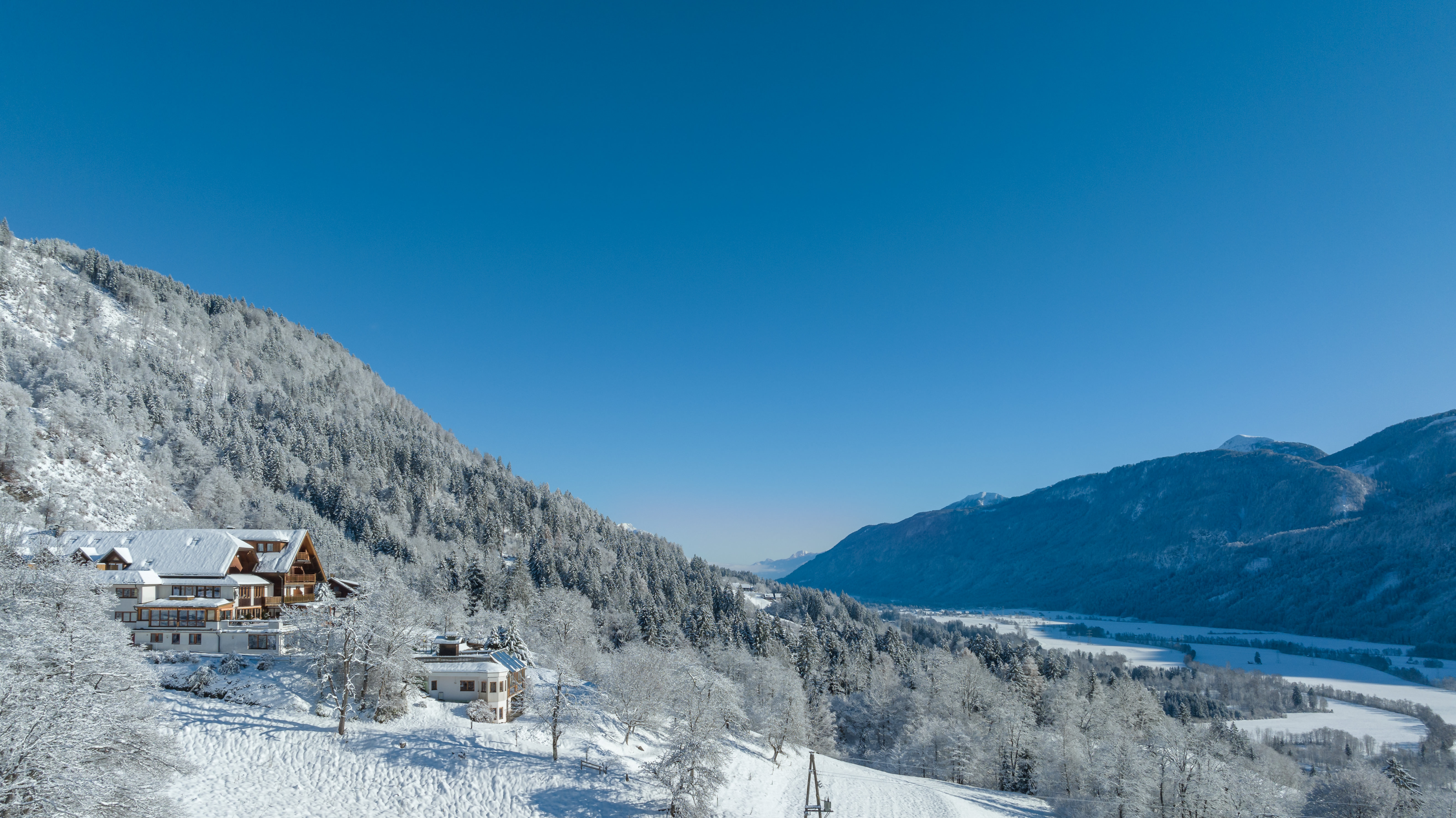 Urlaub-mit-Hund: nawu_apartments_Hundehotel_Aussicht_Winter_Nassfeld - nawu apartments & Restaurant