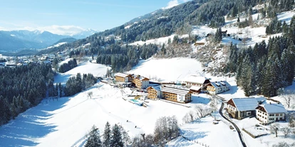 Hundehotel - Doggies: 3 Doggies - Hotelluftaufnahme im Winter - Hotel Glocknerhof