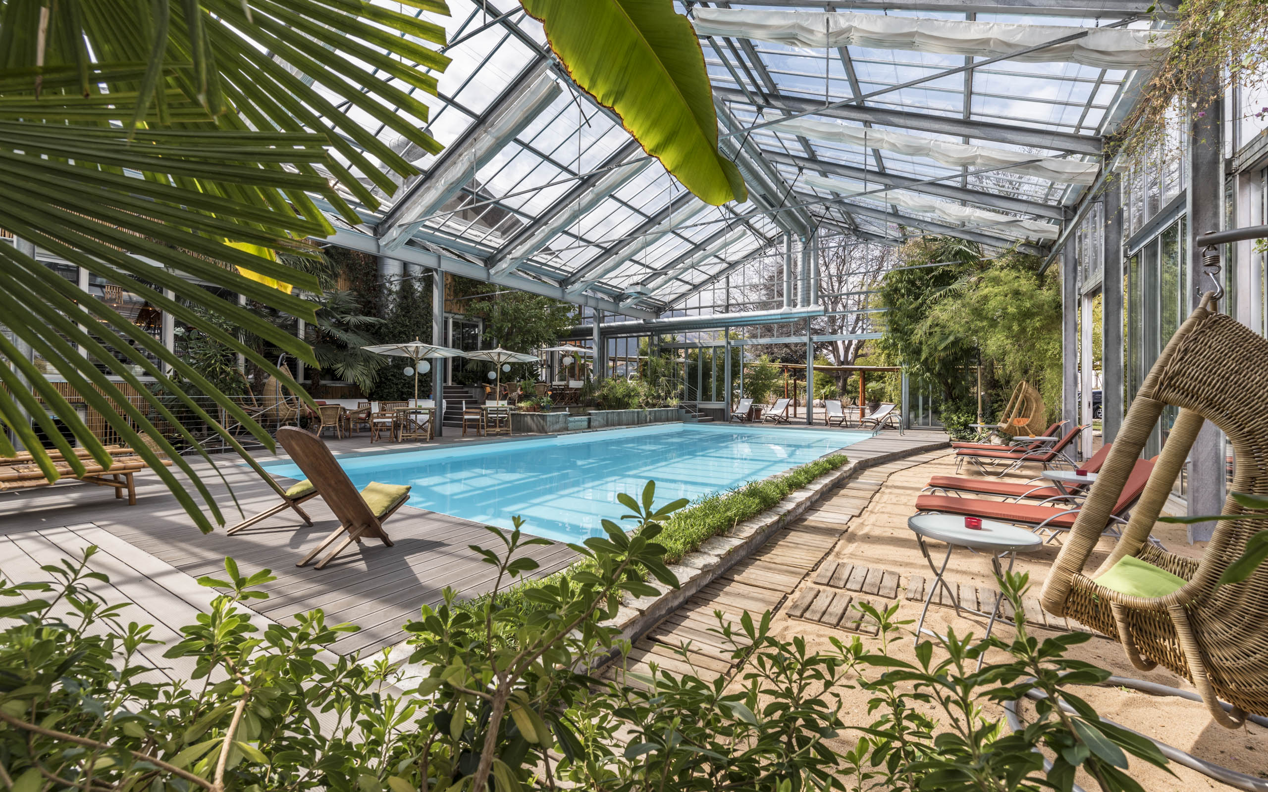 Hundehotel - Preisniveau: günstig - Italien - Beheizter Pool im tropischen Glashaus - Residence Gold Rain