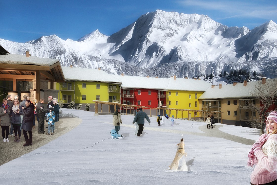 Urlaub-mit-Hund: Innenhof Winter - Erzberg Alpin Resort