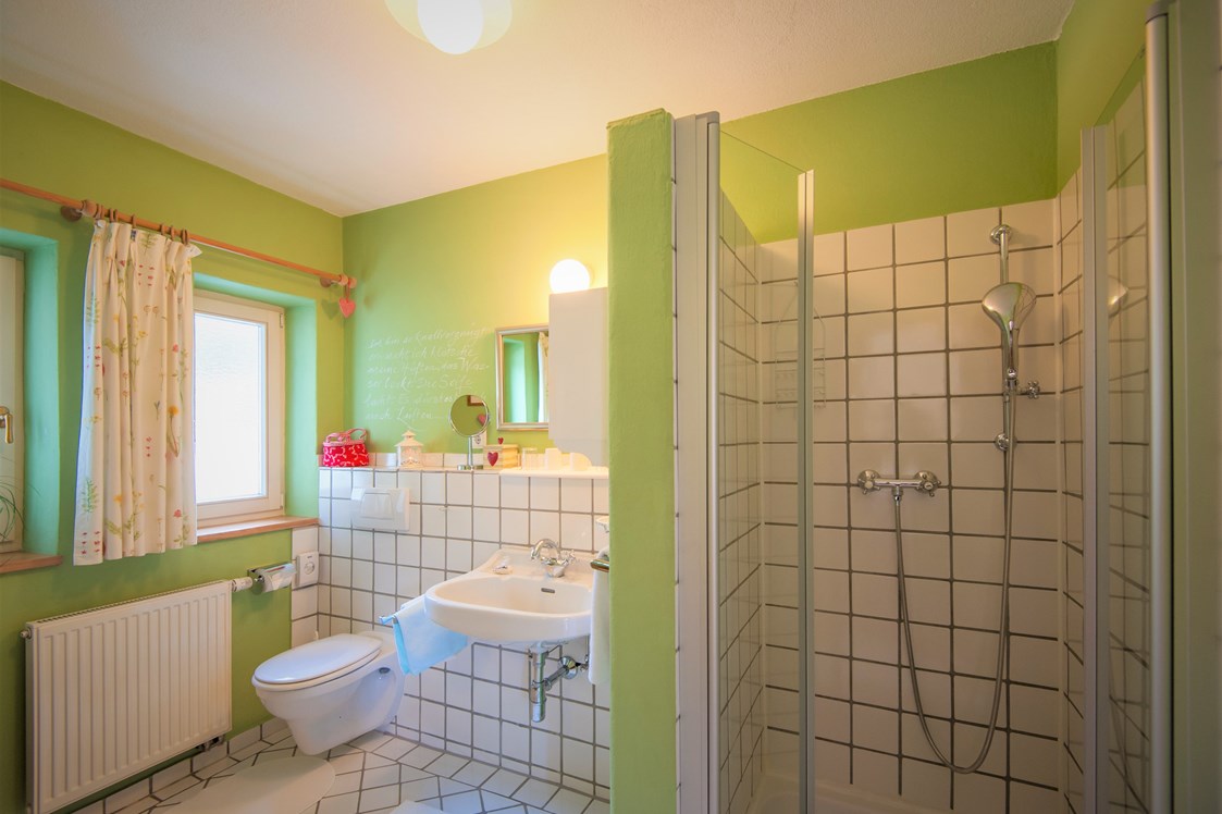 Urlaub-mit-Hund: Badezimmer mit dusche WC, App. Garten Eden - Haus Alpengruss