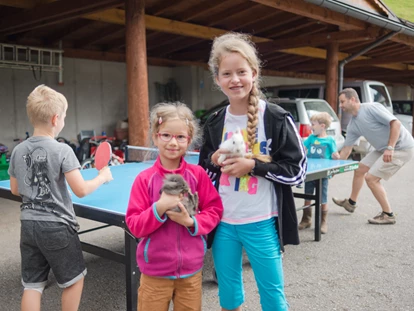 Hundehotel - Tauplitz - Kinderspielplatz mit Tischtennis, Tischfussball und Darts, alles Outdoor und Inddoor - Bergbauernhof Pension Irxner