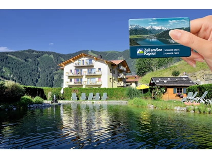 Hundehotel - Pools: Schwimmteich - Schwimm-Biotop direkt beim Hotel.
Zell am See-Kaprun Sommerkarte inkludiert - kostenlose Nutzung der Bergbahnen, Gletscher Kaprun Strandbäder am Zeller See, Schifffahrt, sowie Gratis Eintritt zu den Krimmler Wasserfälle, Stauseen Kaprun, Klammen der Region, Museen. uvm. - Berghotel Jaga Alm