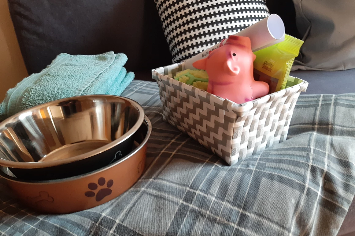 Ferienhaus mit Hund: Wir begrüßen unsere vierbeinigen Gäste mit einem kleinen Wollkommens Körberl!
Natürlich wartet auch für Frauerl und Herrchen eine Kleinigkeit !
 - Ferienhaus Harmonie