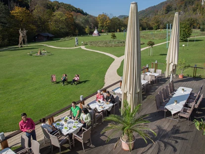 Hundehotel - Unterkunftsart: Hotel - Baden (Baden) - Panoramaterrasse des Restaurants mit Blick in den Wienerwald - Hotel Krainerhütte