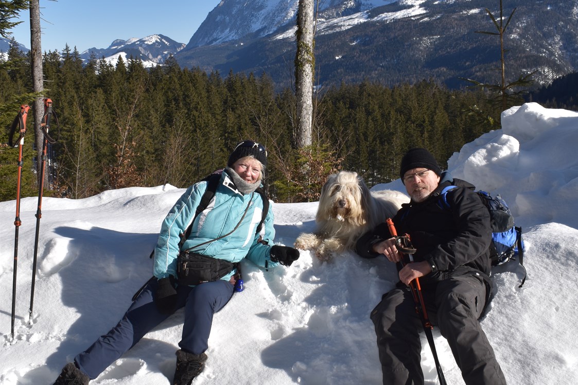 Ferienhaus mit Hund: Schneeschuhwandern durch den Tiefschnee :-) - Alpenlodge AUSseeZEIT 