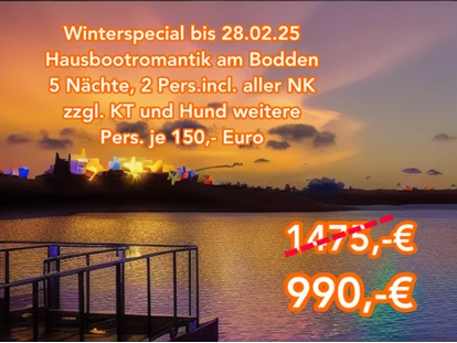 Hundehotel - Schwerpunkt: Städtetrips - Fischland - Sonderangebot Winterspecial
Hausbootromantik am Bodden - Coco de Mer