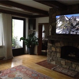 Ferienhaus mit Hund: Wohnzimmer mit Blick ins Esszimmer - Landhaus Tamberg im Nationalpark Kalkalpen