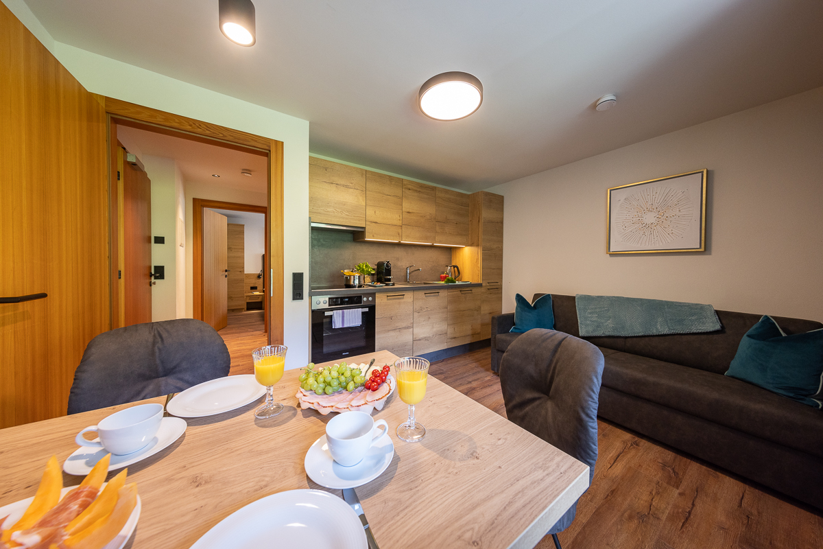 Urlaub-mit-Hund: Wohzimmer + Küche Top 3 und Top 6 - Appartements Fürstauer