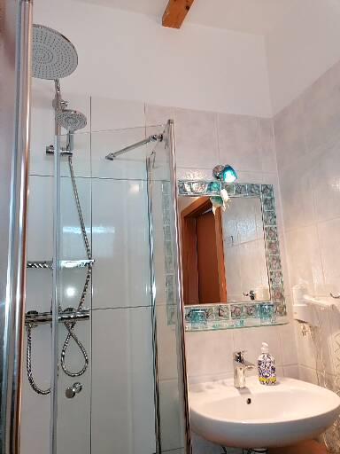 Urlaub-mit-Hund: Badezimmer eines DZ (A'BLAUS) - FerienAPPARTEMENTS Landhaus FühlDichWohl