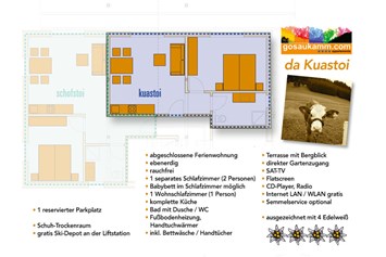 Ferienhaus mit Hund: Kuastoi Grundriss - apartments gosaukamm.com