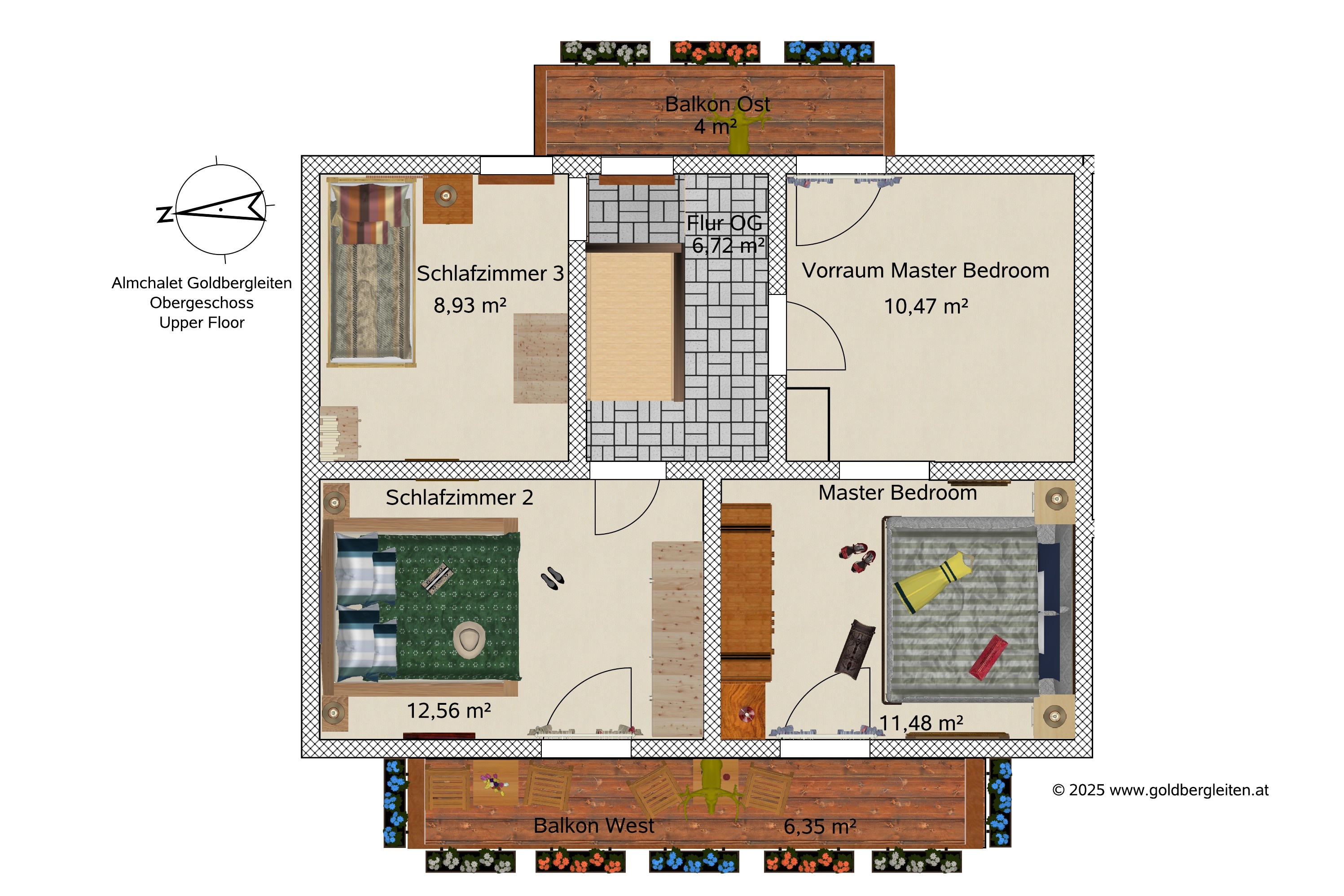 Ferienhaus mit Hund: Grundriss Obergeschoss - Almchalet Goldbergleiten | Romantische Berghütte - traumhafte Sonnenlage im Nationalpark Hohe Tauern