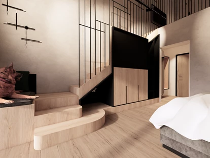 Hundehotel - ausschließlich für Hundeliebhaber - Postmünster - Galerie Deluxe mit Balkon und Hundebett - Seehotel Moldan