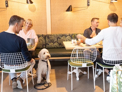 Hundehotel - Doggies: 3 Doggies - Hunde dürfen mit in das Restaurant "Bella Riva". - MAREMÜRITZ Yachthafen Resort