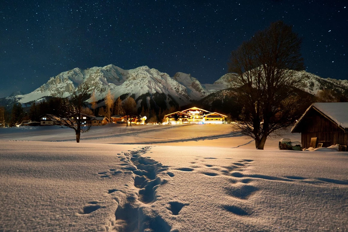 Urlaub-mit-Hund: Winterwunderland in Ramsau am Dachstein - Almfrieden Hotel & Romantikchalet - Haus | Umgebung