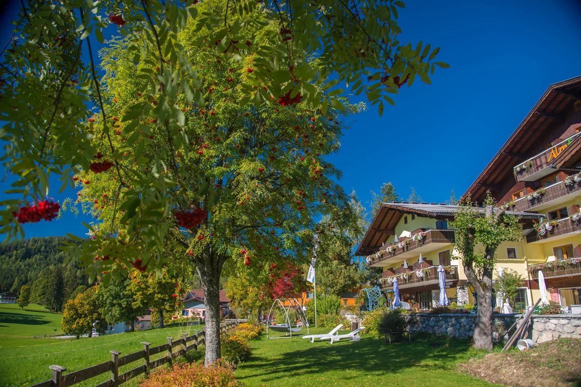 Urlaub-mit-Hund: Garten und Liegewiese beim Almfrieden Hotel & Romantikchalet - Almfrieden Hotel & Romantikchalet - Haus | Umgebung