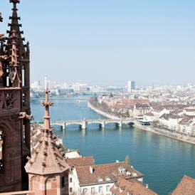 Urlaub-mit-Hund: Basel Munster mit Blick auf den Rhein - Swissôtel LE PLAZA Basel