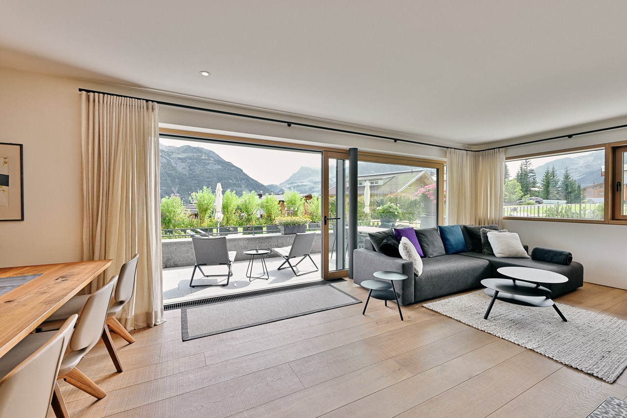 Sporthotel Petersboden & Chalet Hohe Welt - luxury apartments Oberlech Zimmerkategorien Hohe Welt: Apartment "Mount Elbrus" mit Terrasse (ca. 100m²)