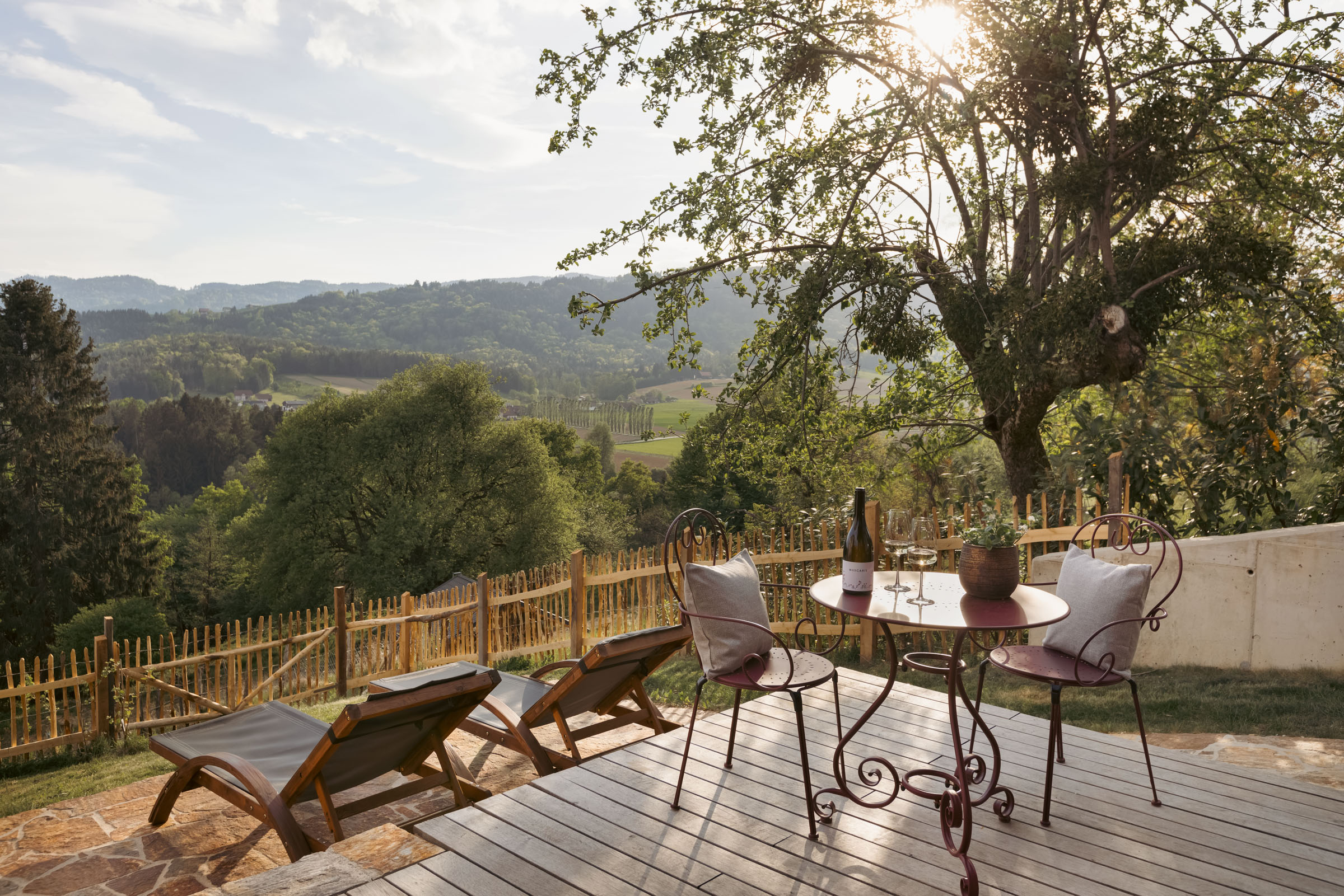 Urlaub-mit-Hund: Ferienhaus Sepp - Terrasse und eingezäunter Garten - Am Wildbachberg