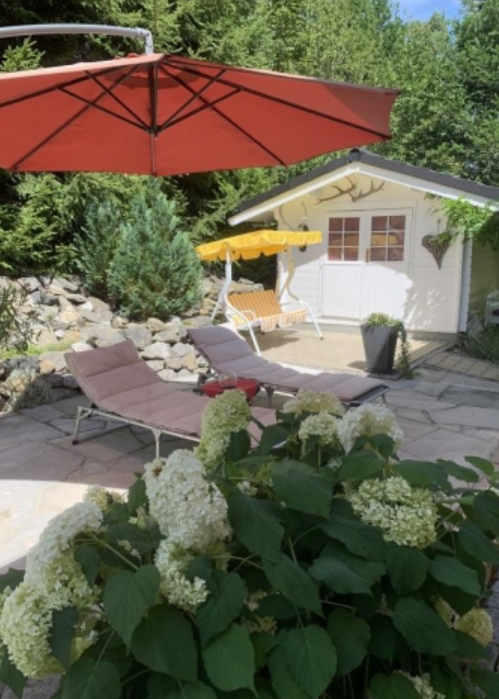 Hundehotel - Wiggensbach - AllgäuVilla ***** Scheidegg, Sonnenterrasse über dem Bodensee