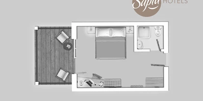 Hundehotel - Verpflegung: Halbpension - Baden-Württemberg - Grundriss Doppelzimmer Standard - Sapia Hotel St. Fridolin
