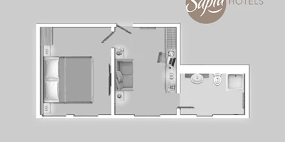 Hundehotel - Verpflegung: Halbpension - Baden-Württemberg - Grundriss Doppelzimmer Komfort - Sapia Hotel St. Fridolin