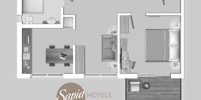 Hundehotel - Verpflegung: Halbpension - Baden-Württemberg - Grundriss Apartment - Sapia Hotel St. Fridolin