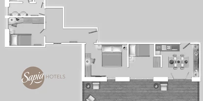 Hundehotel - Verpflegung: Halbpension - Baden-Württemberg - Grundriss Apartment - Sapia Hotel St. Fridolin