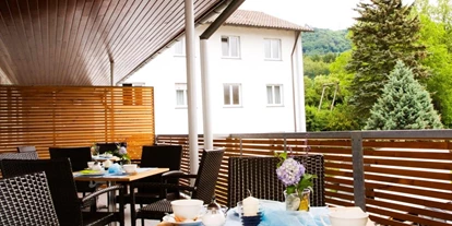 Hundehotel - Verpflegung: Halbpension - Baden-Württemberg - Terrasse - Sapia Hotel St. Fridolin