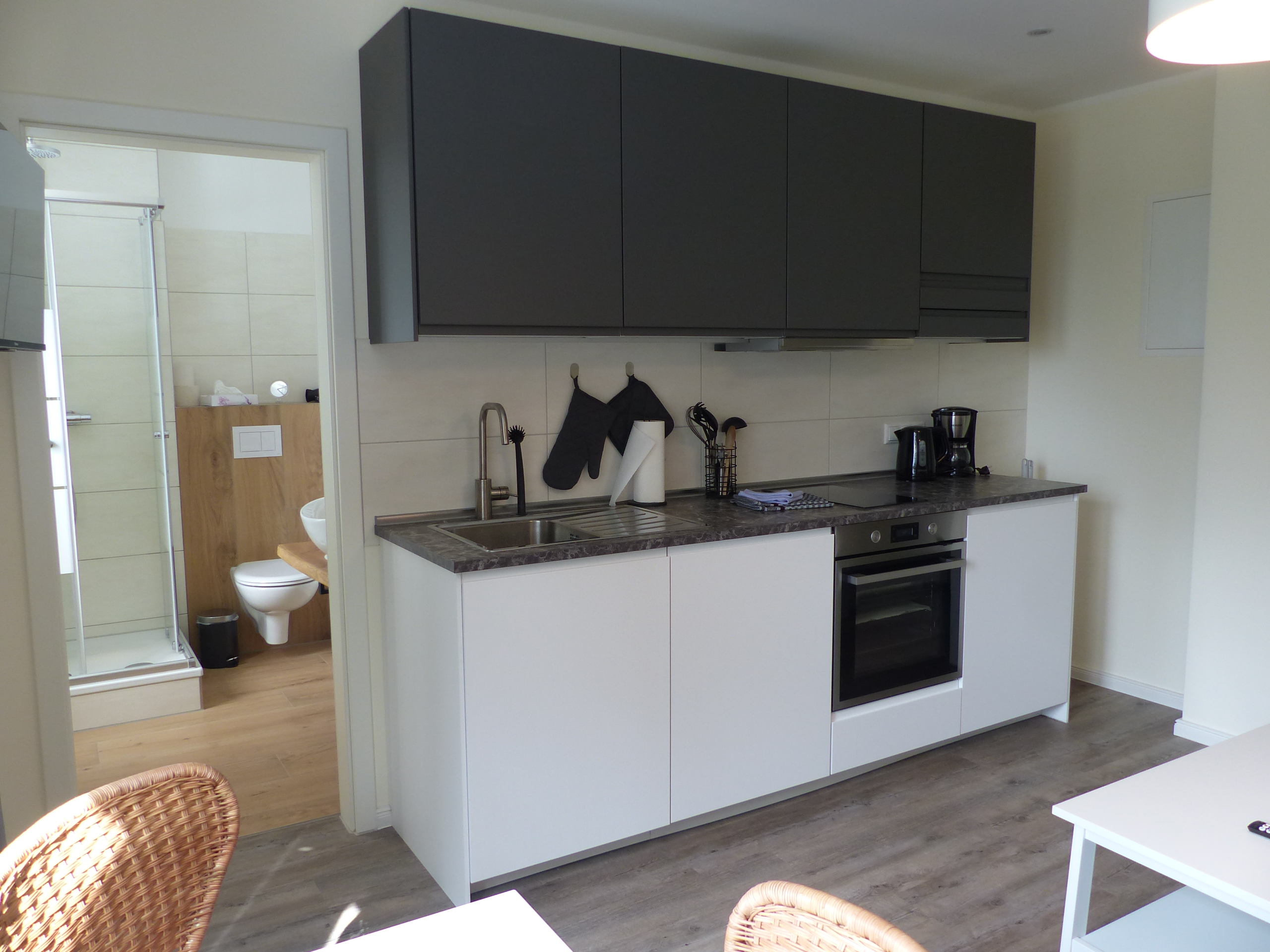 Hundehotel - Mecklenburg-Vorpommern - Küchenzeile Feriensuite - Bernsteinland Barth