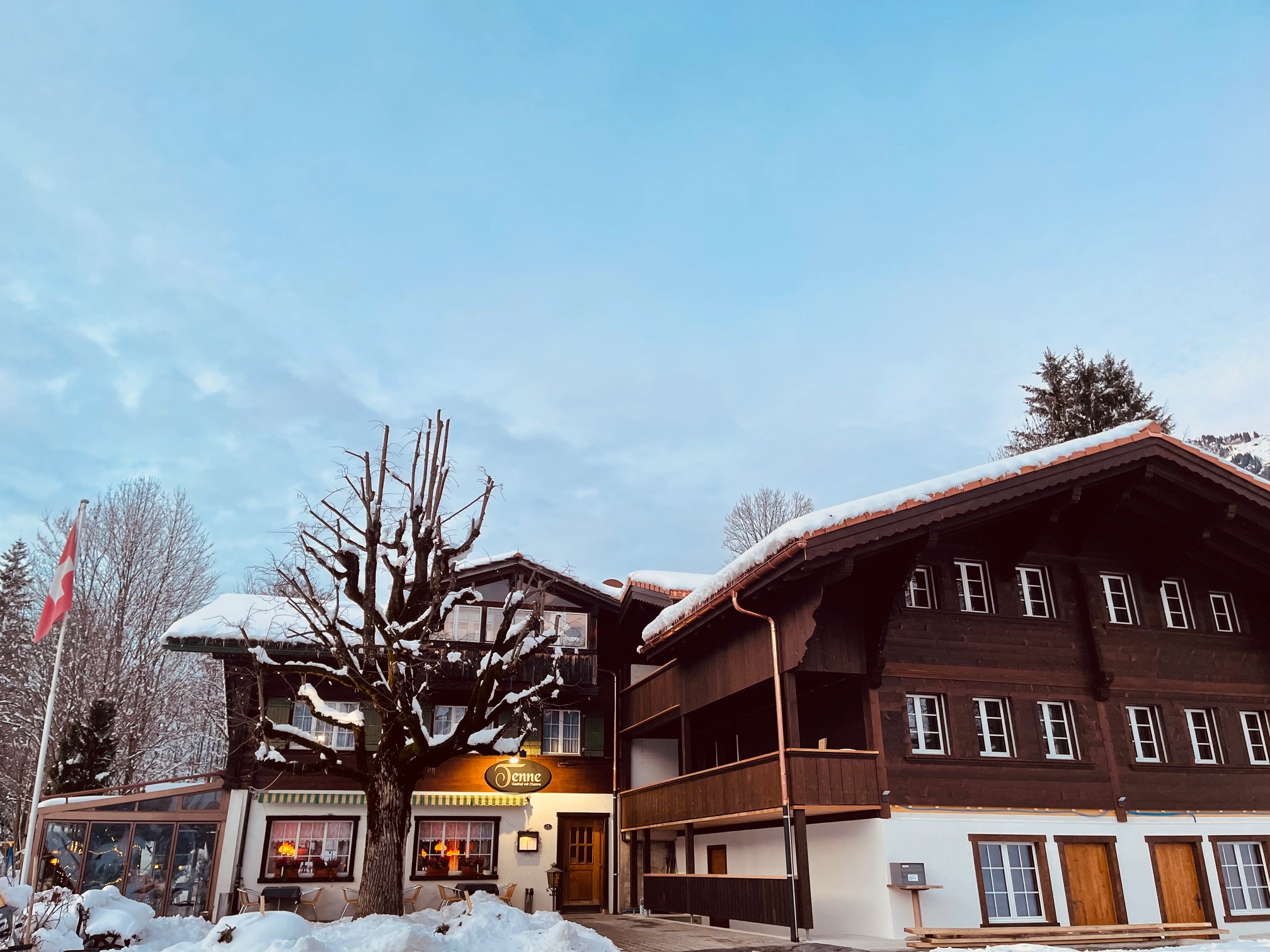 Hundehotel - Verpflegung: Frühstück - Grindelwald - Aussenansicht im Winter - Gasthof Tenne