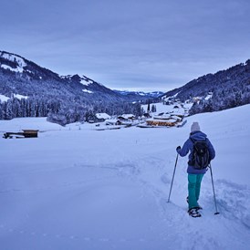Urlaub-mit-Hund: Schneeschuhwandern in Balderschwang - HUBERTUS MOUNTAIN REFUGIO ALLGÄU